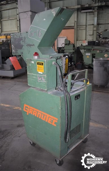 8” X 10” GRANUTEC “TFG810RF5” BESIDE-THE PRESS PLASTIC GRANULATOR w/Z-TYPE HOPPER & 5 HP MOTOR