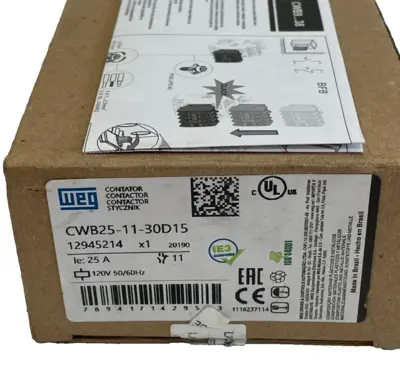 NEW WEG CWB25-11-30D15 CONTACTOR 25A CWB251130D15