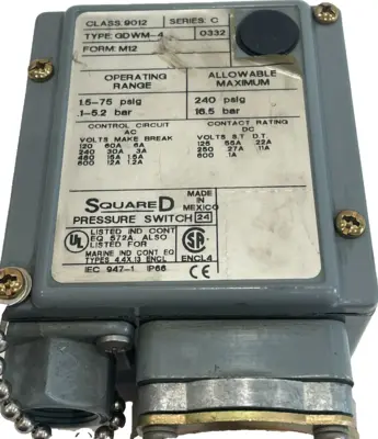 NEW SQUARE D 9012-GDWM-4 PRESSURE SWITCH SERIES C 9012GDWM4