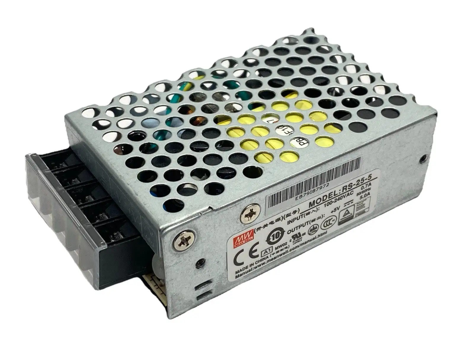 USED MEAN WELL POWER SUPPLY INPUT 0.7A 100-240VAC OUTPUT 5A 5V