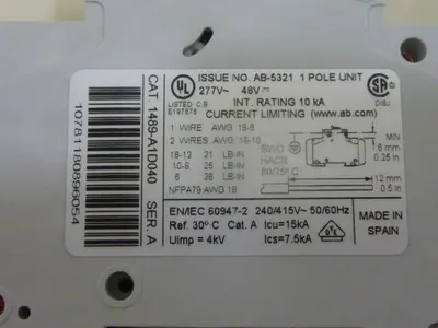 NEW ALLEN BRADLEY 1489-A1D040 SER A
