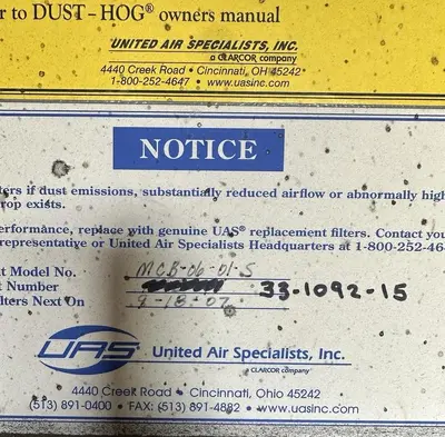 USED UNITED AIR SPECIALTIES MCB-06-01-S