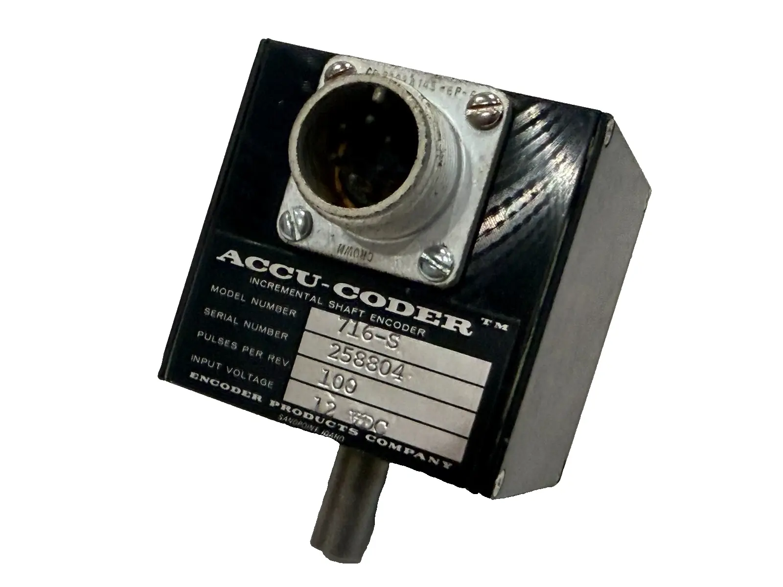 NEW ACCU-CODER 716-S INCREMENTAL SHAFT ENCODER 12VDC 100 CYCLES PER REV 716S