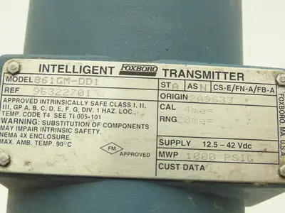 Foxboro 861GM-DD1 Pressure Transmitter 1000 PSI 4-20MA 12.5-42VDC