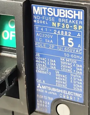 Mitsubishi NF30-SP 15A No-Fuse Breaker 2 Pole loc4B12