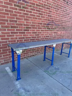USED ROLL-AWAY HEAVY DUTY ROLLER CONVEYOR 10' X 18" W/ ADJUSTABLE LEGS