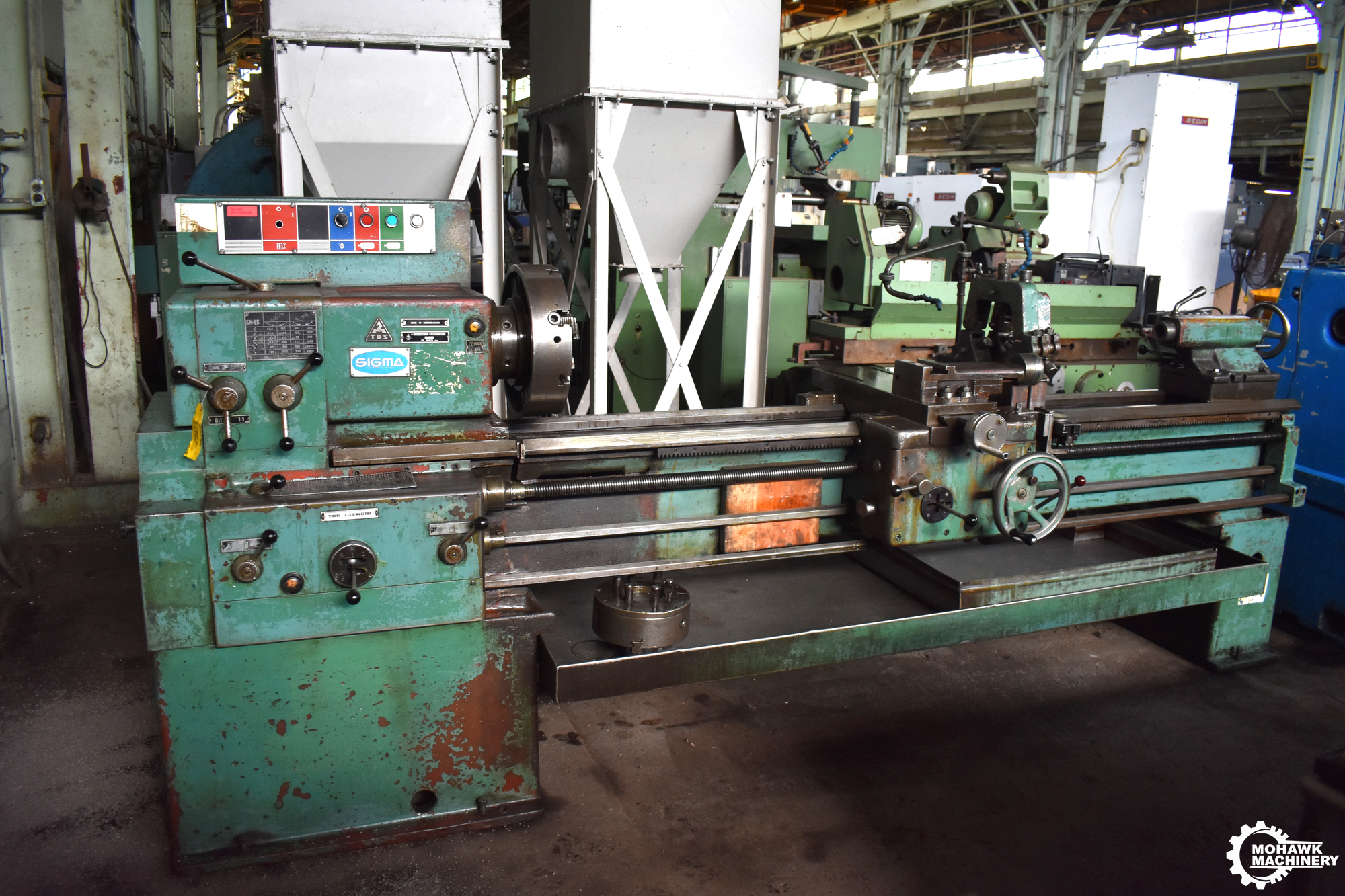 17/25" x 80" TOS-TRENCHIN "SN45B" GAP-TYPE ENGINE LATHE - INCH METRIC THREADING - 15” 4-JAW CHUCK