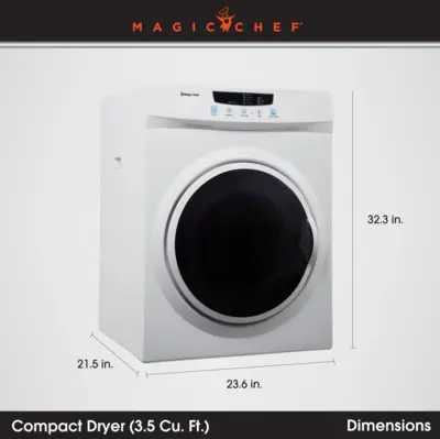 Magic Chef COMPACT 3.5 CU. FT. ELECTRIC DRYER IN WHITE