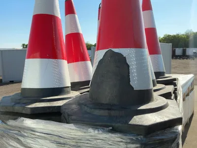 Approx. (250) New SDLANCH Black Traffic Cones with Reflective Tape, approx. 15-1/4”x15-1/4” base and...