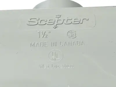 USED SCEPTER PVC CONDUIT BODY T-STYLE REMOVABLE COVER 1-1/2" LOT OF 2