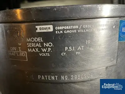 USED Dover Corporation 5 Gal Dover Kettle, Steam Jacket, 316 S/S, 100#