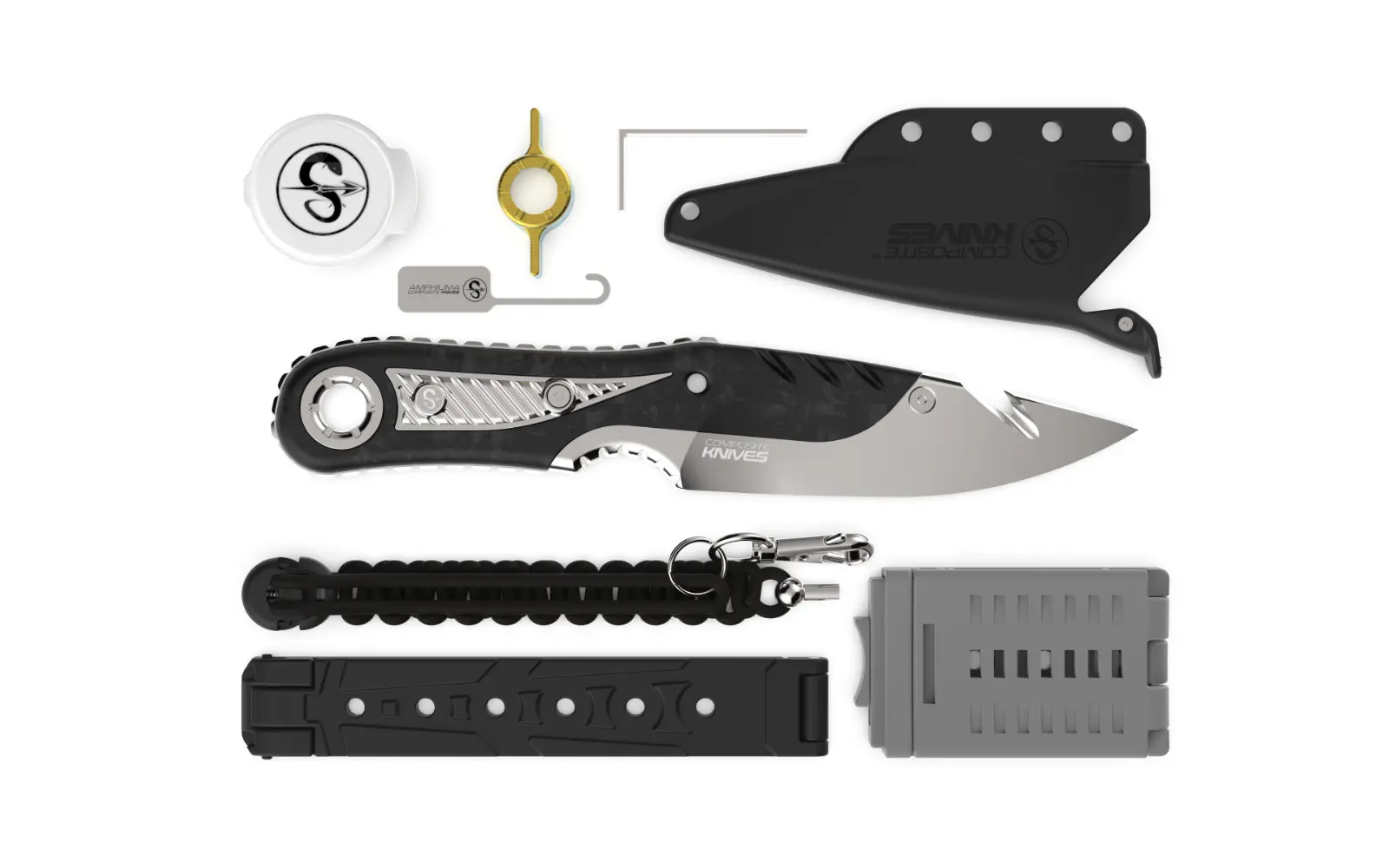 USED AMPHIUMA/COMPOSITE KNIVES Drop Point Blade