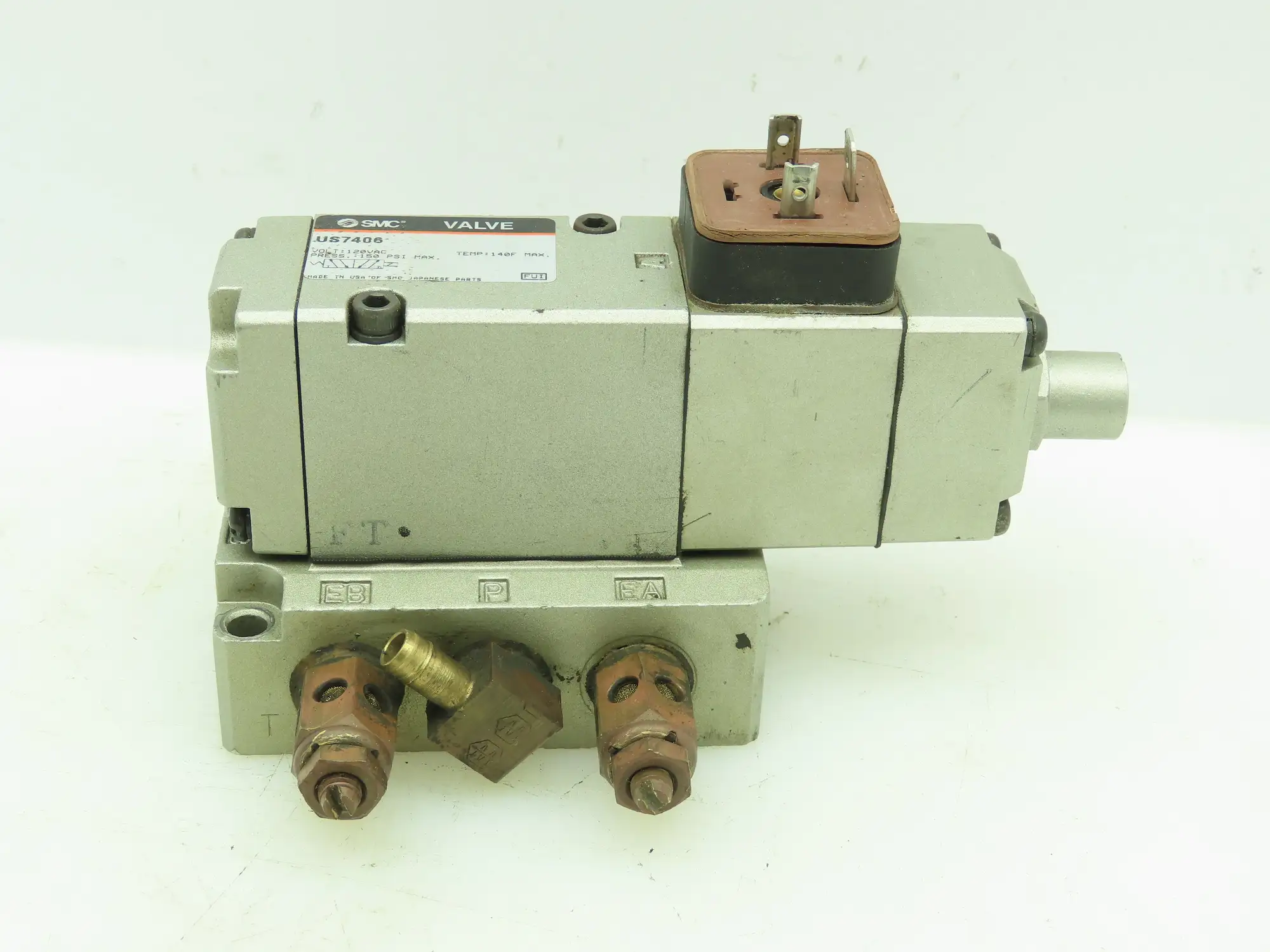 SMC US7406 Pneumatic Directional 3-Way Air Solenoid Valve 120VAC 150PSI