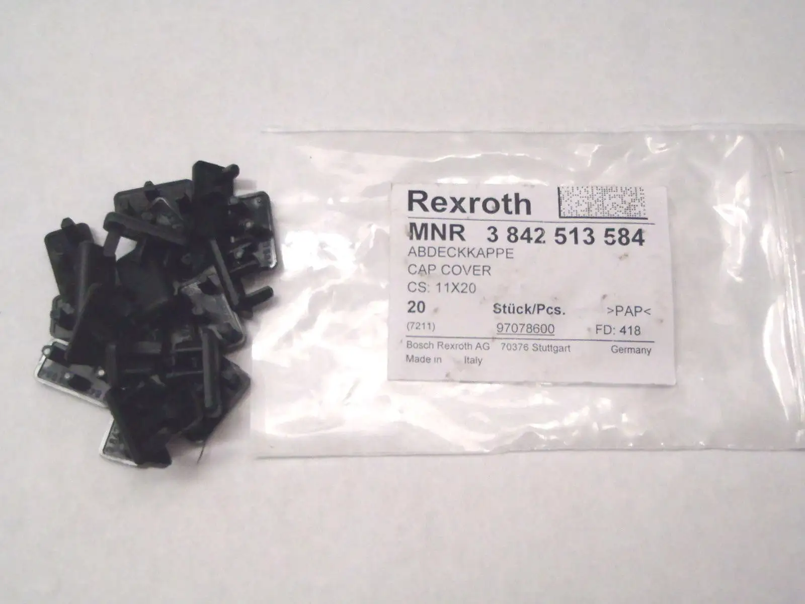 New | in-Stock BOSCH REXROTH CAP COVER 11X20 BLACK 20 PER PACK Covers Michigan US | Maverick Industrial Sales #1401218