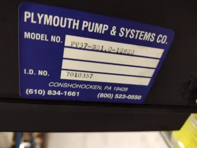 Used Plymouth Pump & Systems CO PV37-BB1.0-12S20 Pumps (liquid, other) Michigan US | Maverick Industrial Sales #1487515