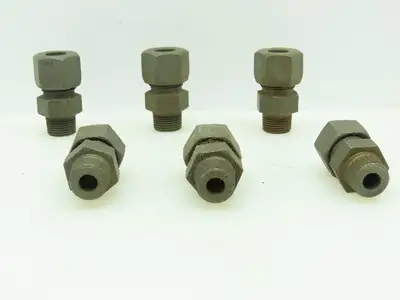 VOSS Steel Flareless Metric Straight Male Connector 12mm Tube  3/8 BSPT Lot of 6
