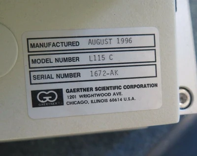 GAERTNER SCIENTIFIC ELLIPSOMETER Model L115 C