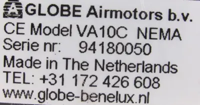 NEW GLOBE AIRMOTORS VAC10C AIRMOTOR 1-1/4"