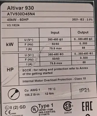 Schneider ATV930D45N4 / VW3A1111 Case and Graphic Display (BIN441)