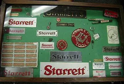5526-385 Antique Original Oak Starrett Tools Display Cabinet with Tool Collection