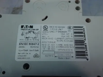 New | in-Stock EATON FAZD1,5/1NASP Circuit Breakers | HGR 24 #731939
