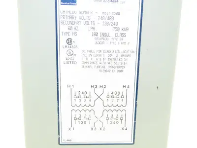 EGS HS1F750B Hevi-Duty Transformer 0.75 KVA 1Ph HV 240/480V LV 120/240V