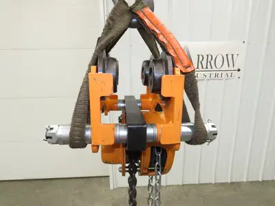 Vestil LOW-2P 1 Ton 2000Lb Chain Fall Hoist 9.8' Lift Push Trolley Low Headroom