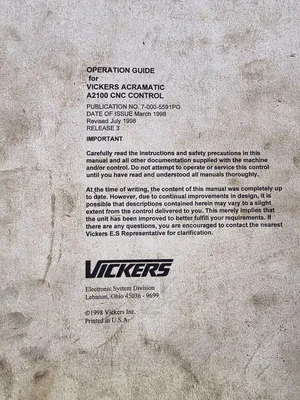 Used VICKERS ACRAMATIC A2100 Tooling & Accessories (Other) Florida US | GMT #1278614