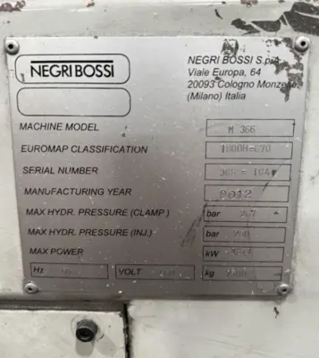 2012 NEGRI BOSSI V180 CANBIO Injection Molding Horizontal/Vertical | Machinery Network (5)