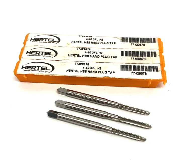 Used HERTEL STRAIGHT FLUTE TAP: #4-40 UNC, 3 FLUTE, PLUG CHAMFER HSS/Cobalt Taps Michigan US | Maverick Industrial Sales #1092955