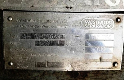 Westfalia SA 14-03-076 separator, 316SS.