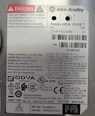 Allen Bradley 2711P-T6C21D8S Series C Panel view Plus (BIN 3.5.3)