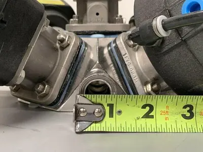 USED 5 ITT SHEROTEC STAINLESS STEEL DIAPHRAGM VALVES W/ POSITION MONITORS