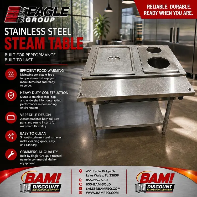 Used EAGLE HT2-LP Steam Tables (Food) Florida US | BAM Discount Restaurant Equipment #1393575