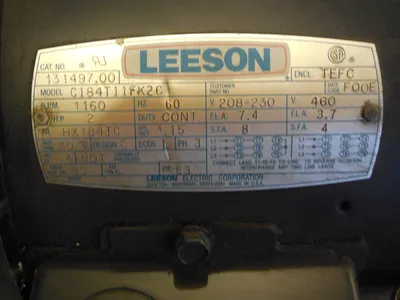 LEESON ELECTRIC G131497.00 2 HP MOTOR C184T11FK2C 13149700
