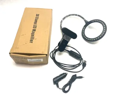 None | 3X Clamp LED Magnifier Lamp 100mm Lens Size 150mm Focus - New