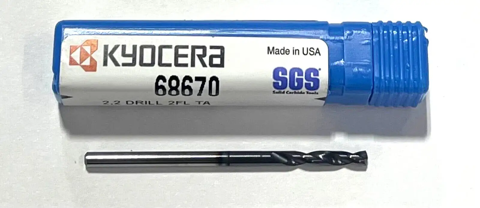 Kyocera 2.2mm Solid Carbide Drill 3xD TA-Coating 2 Flute USA Made 68670