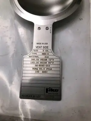Fike 56-8065-053 3″ 316SS Rupture Disc 160.55/153.16PSIG 72/90°F -NIB