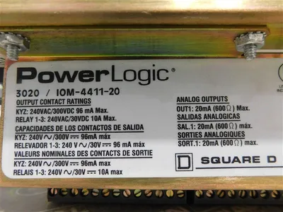 Square D 3020 CM-2250 Power Logic Digital Circuit Monitor with IOM-4411-20 Used