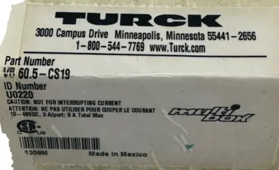 NEW TURCK VB 60.5-CS19 6 PORT JUNCTION BOX U0220 VB 605CS19