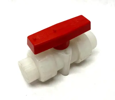 Double Union PVC Ball Valve, 1/2", White, Slip Sockets - New Other