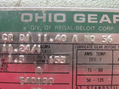 Ohio Gear CR D1 11.40 A MQ 56 Single Reduction Inline Gear Drive 11.24:1 Ratio