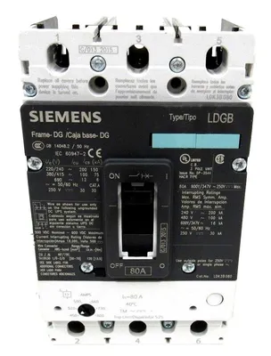 USED SIEMENS LDK3B080 CIRCUIT BREAKER 80A 600V LDGB