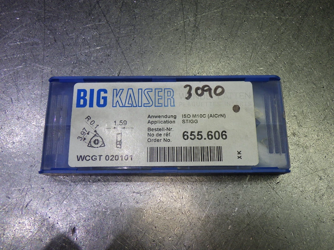Kaiser Carbide Inserts QTY10 WCGT 020101 M10C / 10.655.606 (LOC1435A)