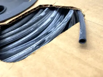 USED PARKER BLACK NYLON TUBING .138" ID 3/16" OD SHELFWARE LOT OF 180'