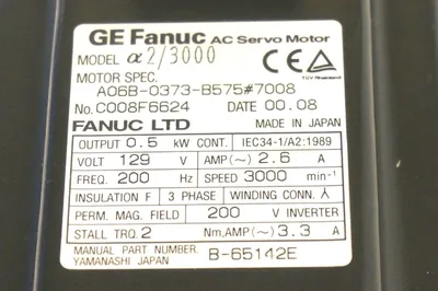 GE FANUC A06B-0373-B575#7008 SERVO MOTOR A06B0373B5757008