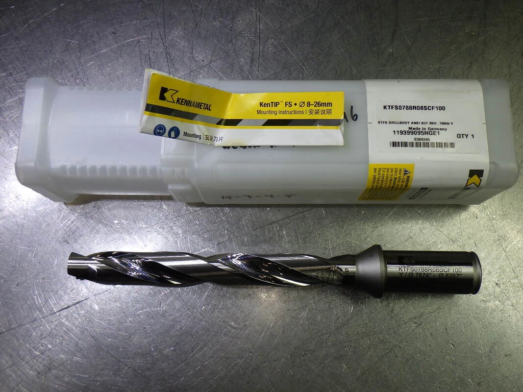 Kennametal .788" Coolant Thru 8xD Drill 1" Shank KTFS0788R08SCF100 (LOC1285B)