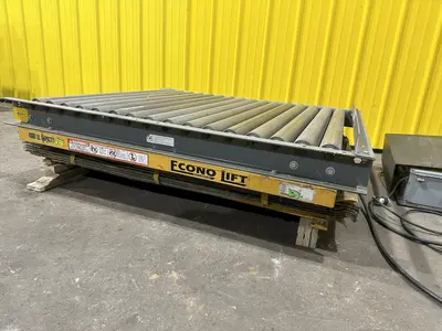 4,000 LBS X 60" X 48" ECONO LIFT HYDRAULIC SCISSOR LIFT TABLE WITH ROLLER CONVEYOR TOP, 115 VOLT: STOCK #20962