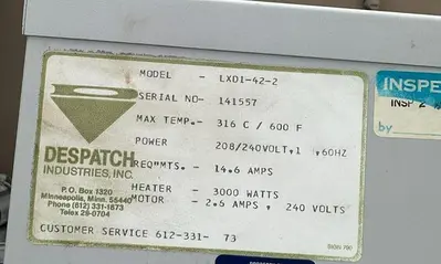 DESPATCH OVEN LXD SERIES LXD1-42-2