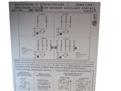 ALLEN BRADLEY 500-BAD92 CONTACTOR SIZE 1 POLE 2 SERIES B 500BAD92 NEW SURPLUS